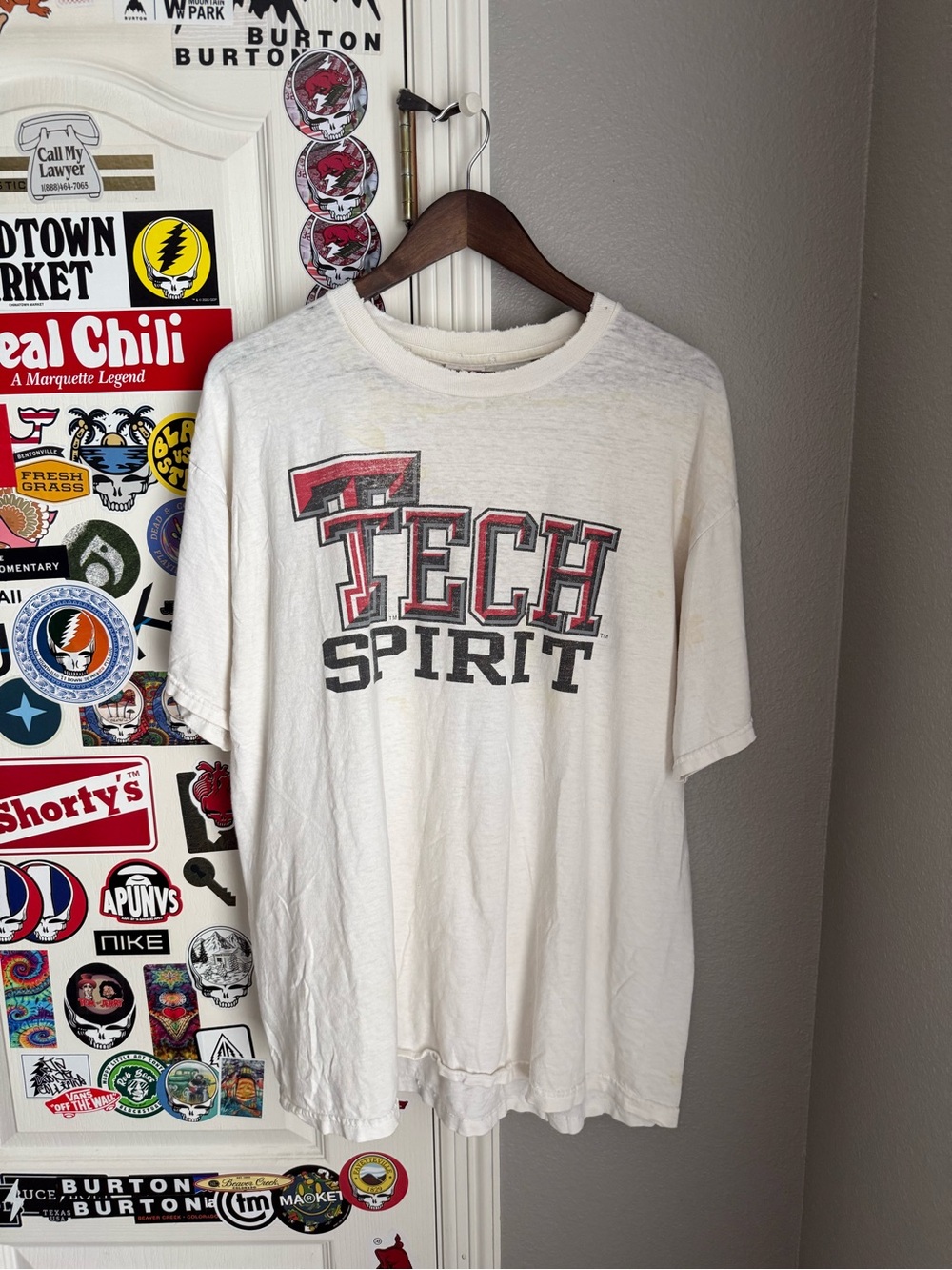 Thrashed Texas Tech Delta White Tee Red Logo